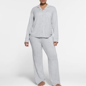 SKIMS Gray Pajama Set Soft Knit Intimates